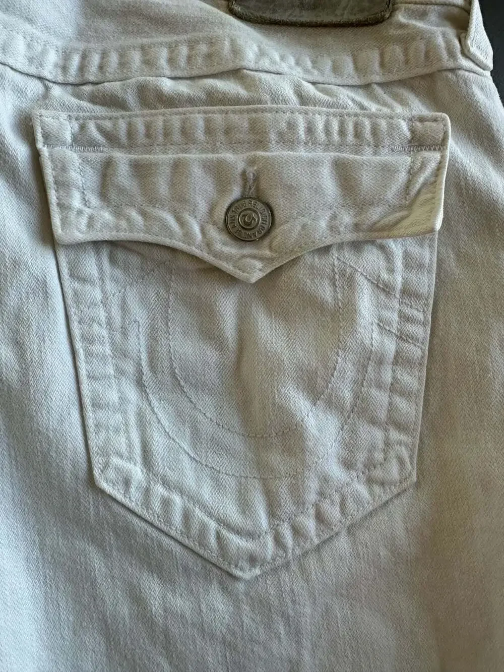 Vintage True Religion Ricky Relaxed Straight Leg White Jeans, Size 36